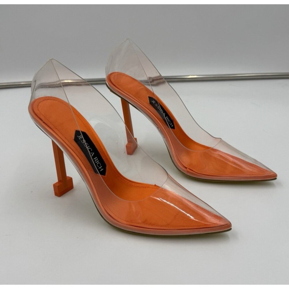 Share Jessica Rich Heels So Fancy Sandal Clear Orange EU 37 USA 6.5 7 - Picture 3 of 11